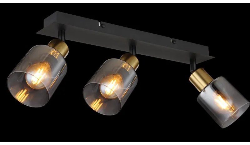 Plafoniera 3L design modern Hollsy negru, auriu