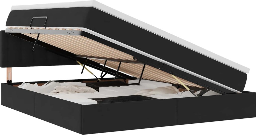 vidaXL Pat cu storage cu saltea Negru 180 x 200 cm Catifea