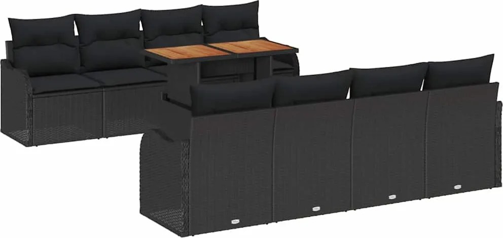 vidaXL Set de canapele pentru grădină cu pernă Manual 7 pcs Negru