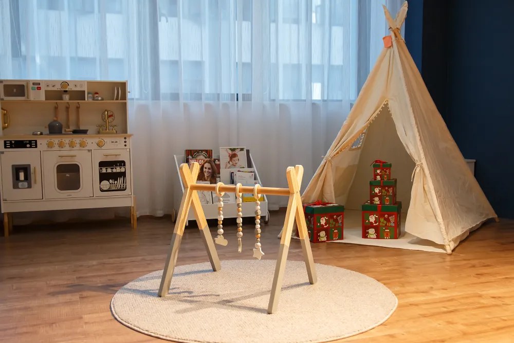 Bară de tracţiune din lemn Montessori, natural/gri, STARES