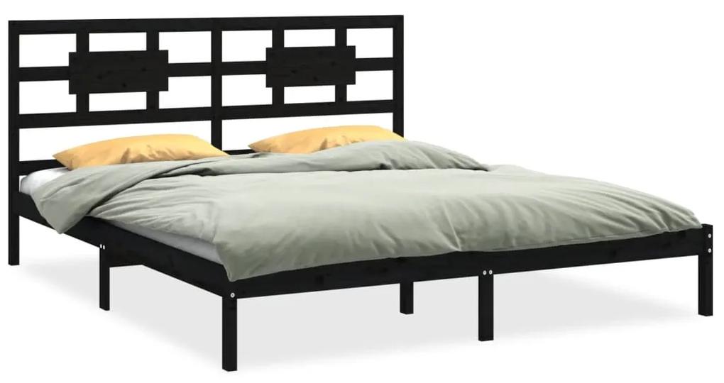 3105684 vidaXL Cadru de pat Super King, negru, 180x200 cm, lemn masiv
