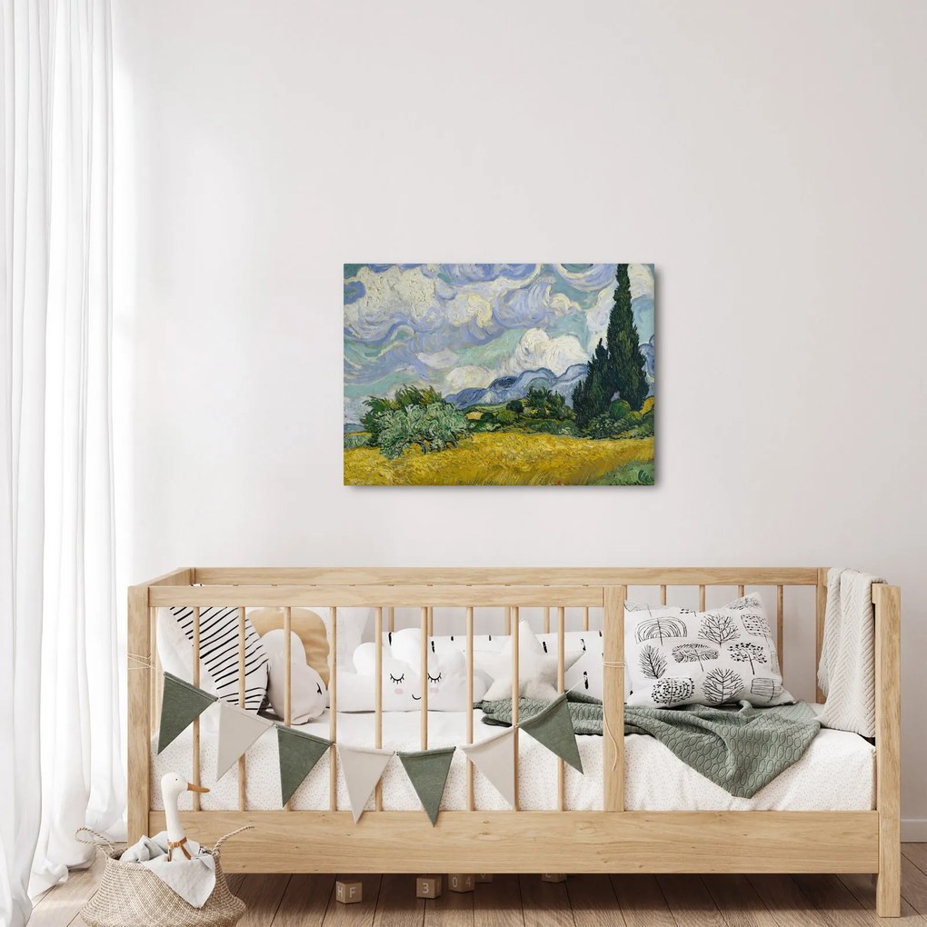 Tablou - Vincent van Gogh, Wheat Field with Cypresses, reproducere (70x50 cm)