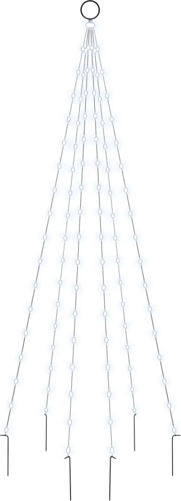 vidaXL Brad de Crăciun pe catarg, 108 LED-uri, alb rece, 180 cm