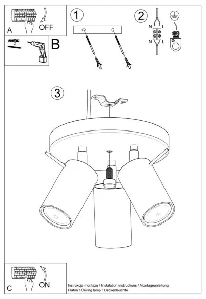 Spot RING 3xGU10/40W/230V alb Sollux SL.1015