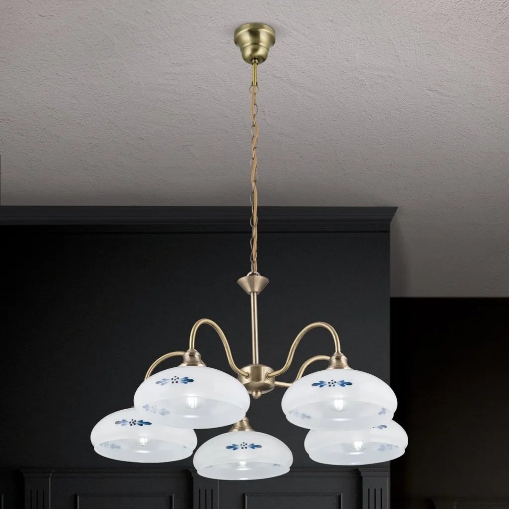 Candelabru stil clasic GABI D-67cm alama antique/opal-albastru