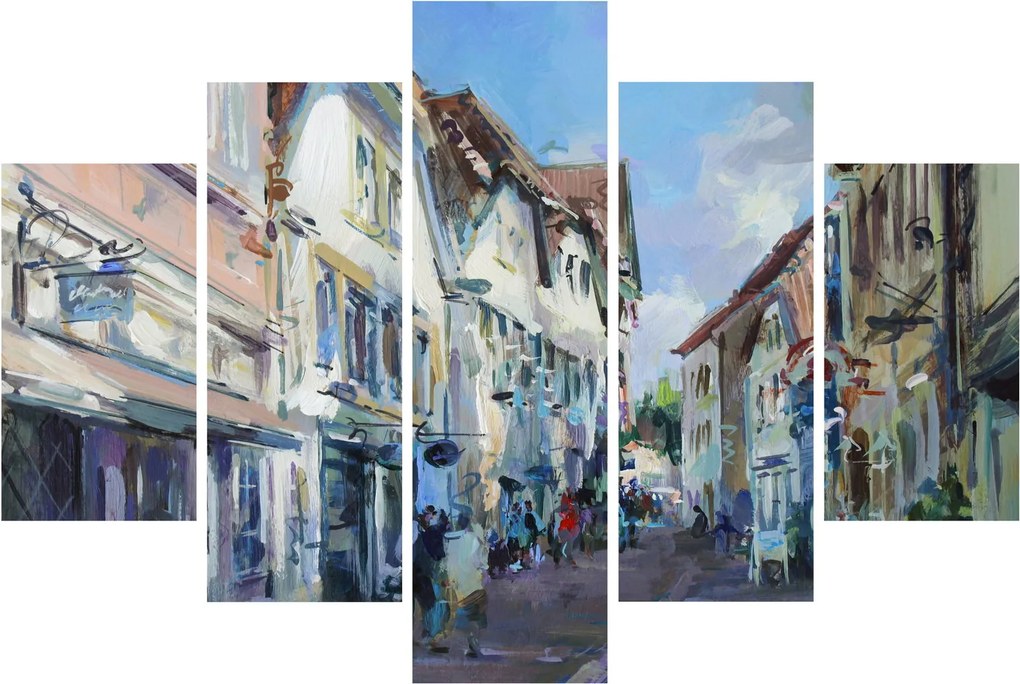 Tablou - Strada orașului vechi, pictură acrilică (150x105 cm)