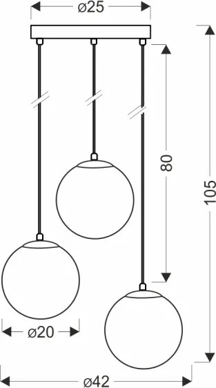 BRILAGI - Lampă suspendată pe cablu POLOS 3xE27/40W/230V Ø 42 cm negru