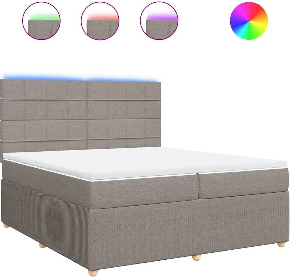 vidaXL Pat box spring cu saltea, gri taupe, 200x200 cm, textil