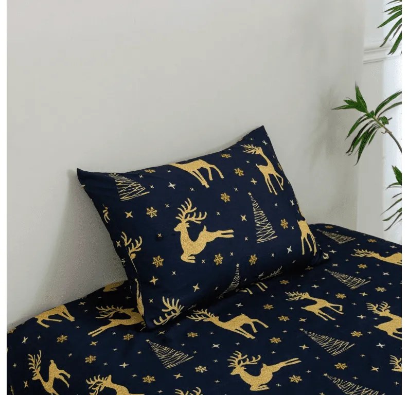 Cearsaf si fata de perna GOLDEN DEER Dimensiune: 2 ks 50 x 70 cm | 200 x 240 cm