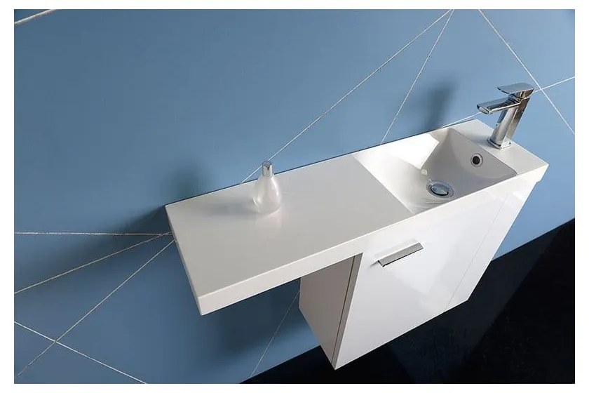 Chiuvetă albă din compozit mineral 80x22 cm Agos – Sapho