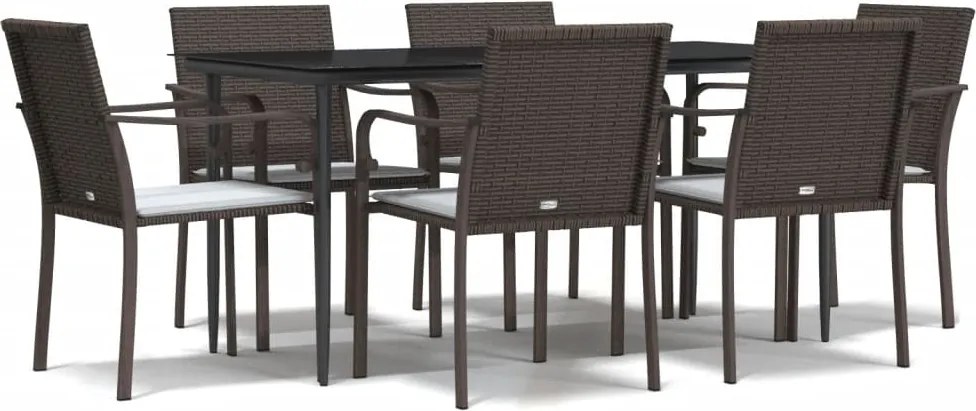 vidaXL Set mobilier de grădină cu perne, 7 piese, poliratan și oțel