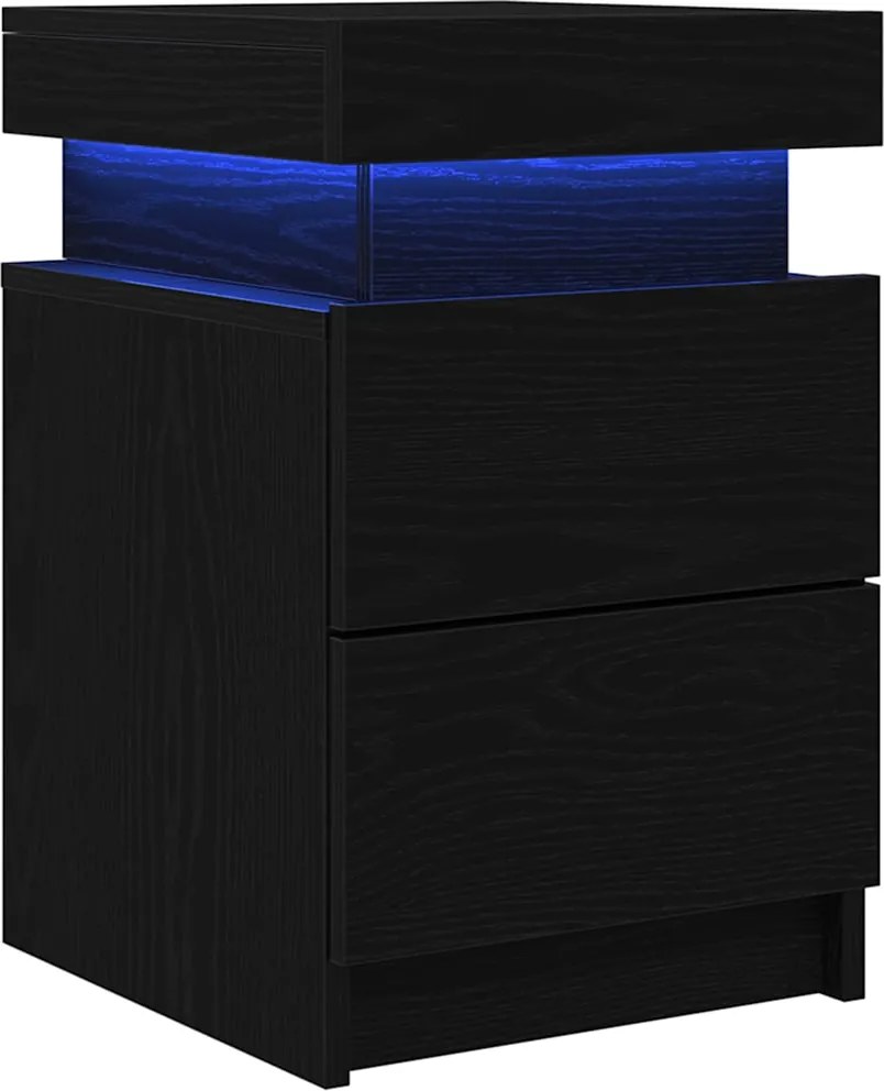 vidaXL Dulap de noapte cu sertar 2 pcs Stejar Negru 35 x 39 x 55 cm