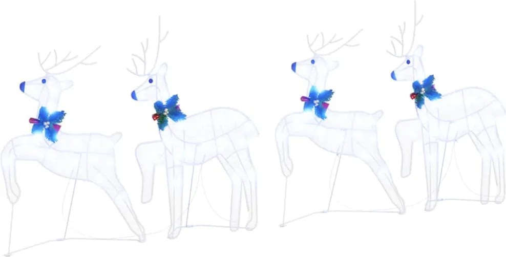 vidaXL Reni LED 4 pcs Alb țesătură