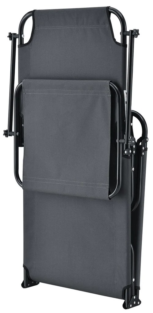 Sezlong "Corfu" cu acoperis neagru si parasolar gri închis