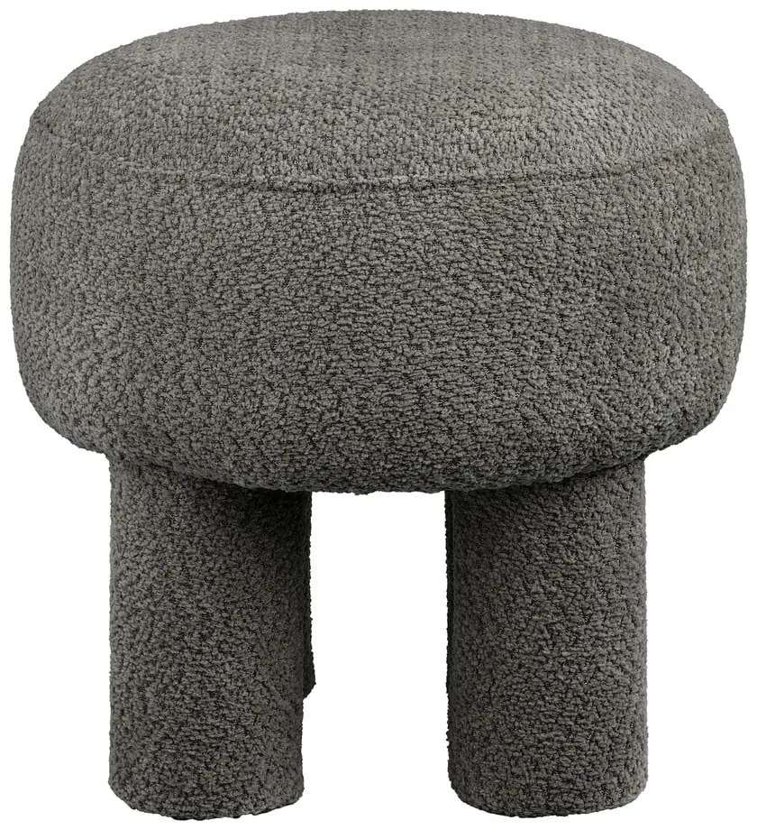 Taburet gri închis cu tapițerie din chenille Canberra – House Nordic