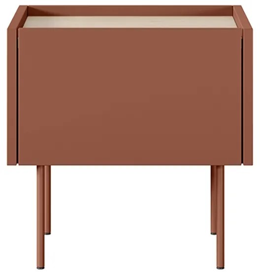 Noptiera cu sertar Desin 45 cm 1S - ceramica rosu / Stejar nagano