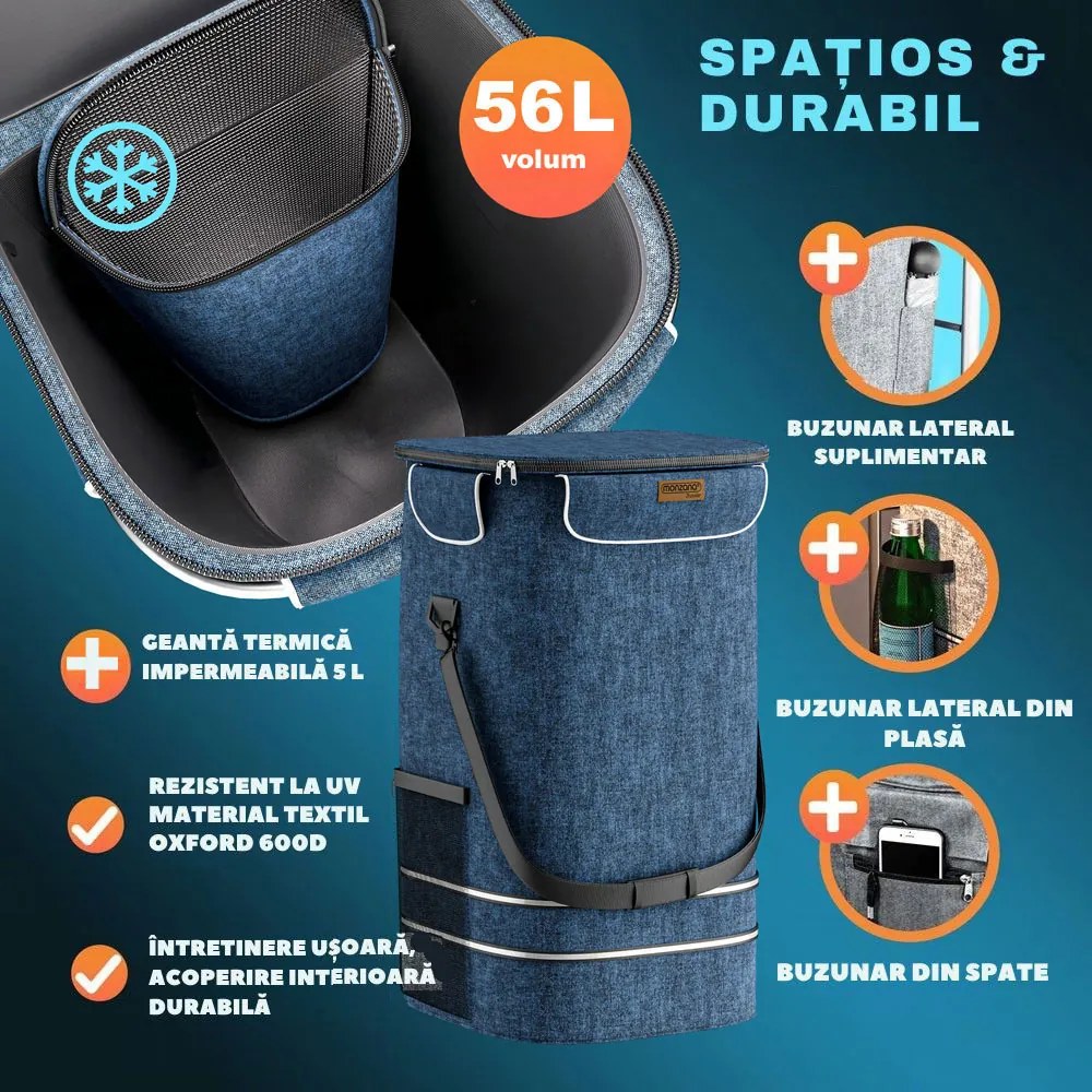 Geantă de cumpărături pe roți EASY, 50L, albastru Jurhan