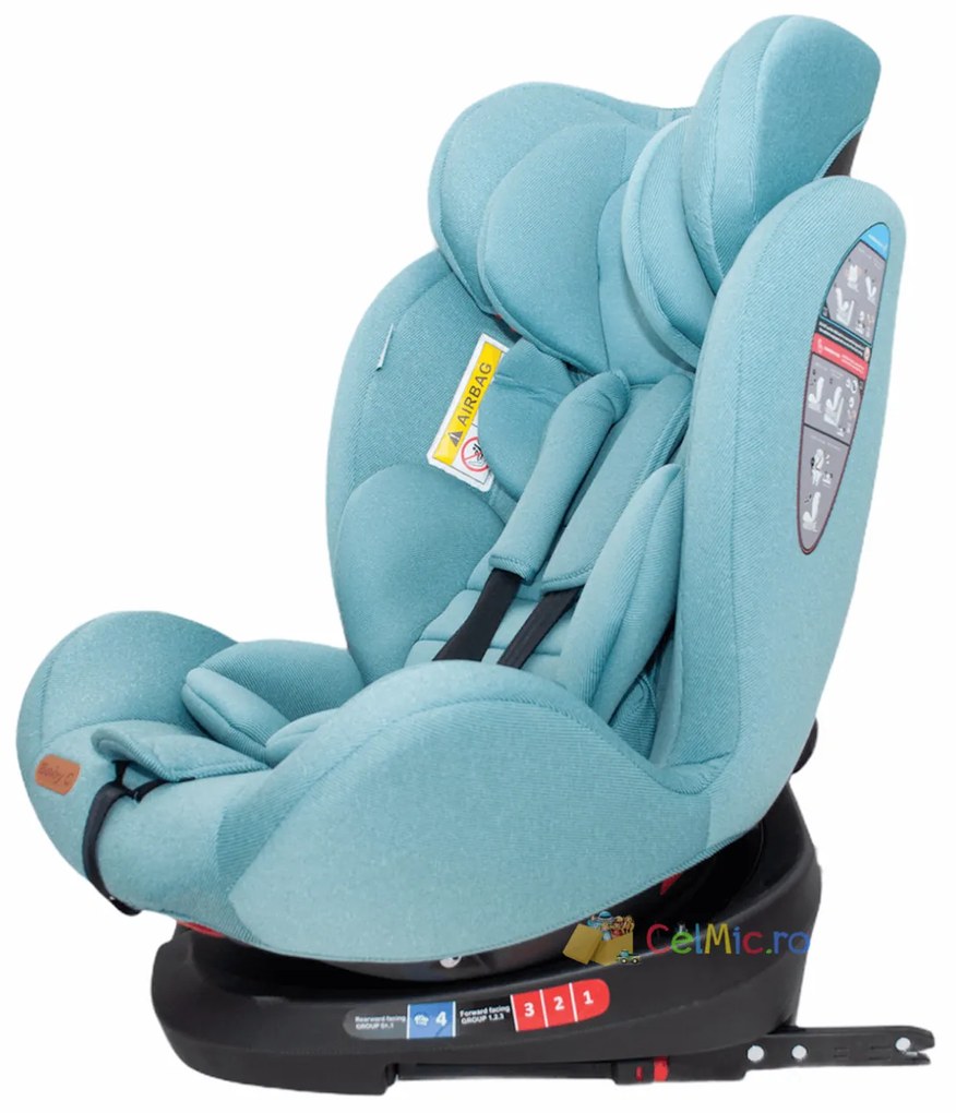 Scaun auto cu Isofix Baby Care, 0-36 Kg, rotire 360, Turquoise - SAB-14
