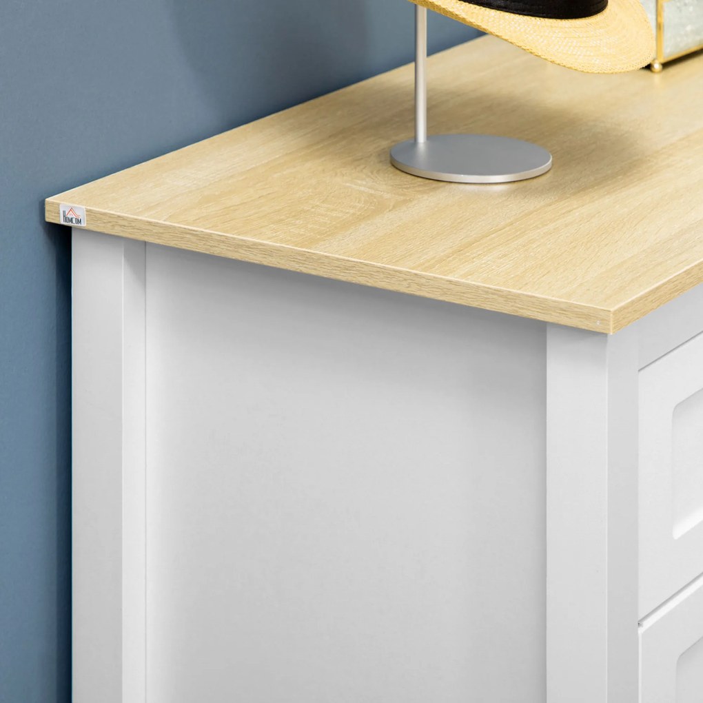 HOMCOM Comodă mobilier de depozitare cu 2 uși și raft reglabil în înălțime 2 sertare 100 x 40 x 85 cm alb și aspect lemn | Aosom Romania