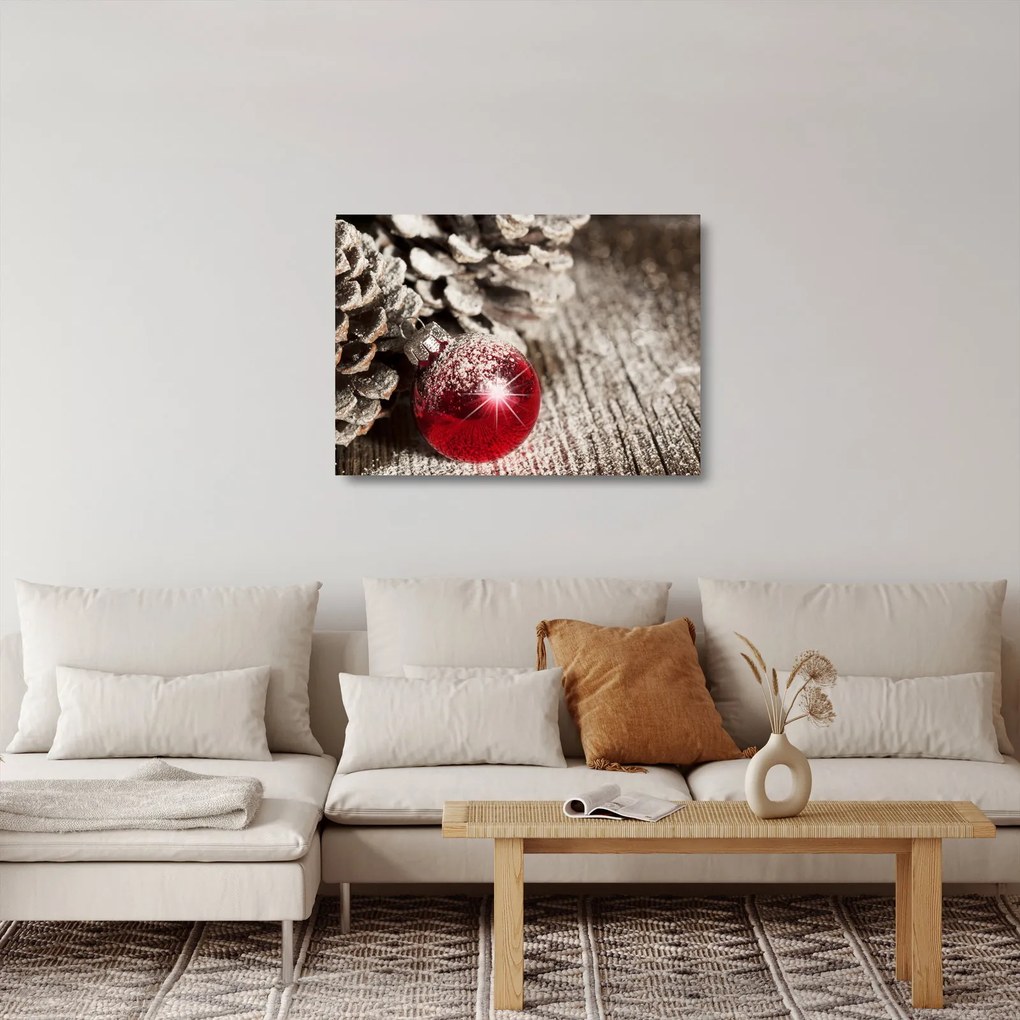 Tablou pe sticlă - Decorațiuni de Crăciun (70x50 cm)