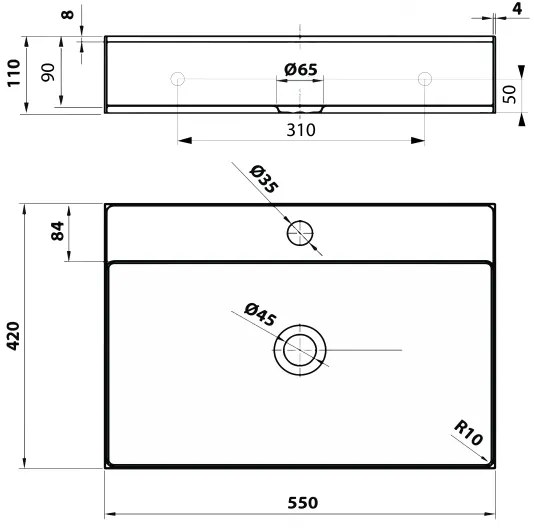 Sapho - Chiuvetă pentru blat AURUM 55 x 42 cm, inox periat