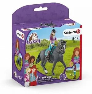 Figurină Schleich 42541 Lisa cu articulațiimobile și cal Storm