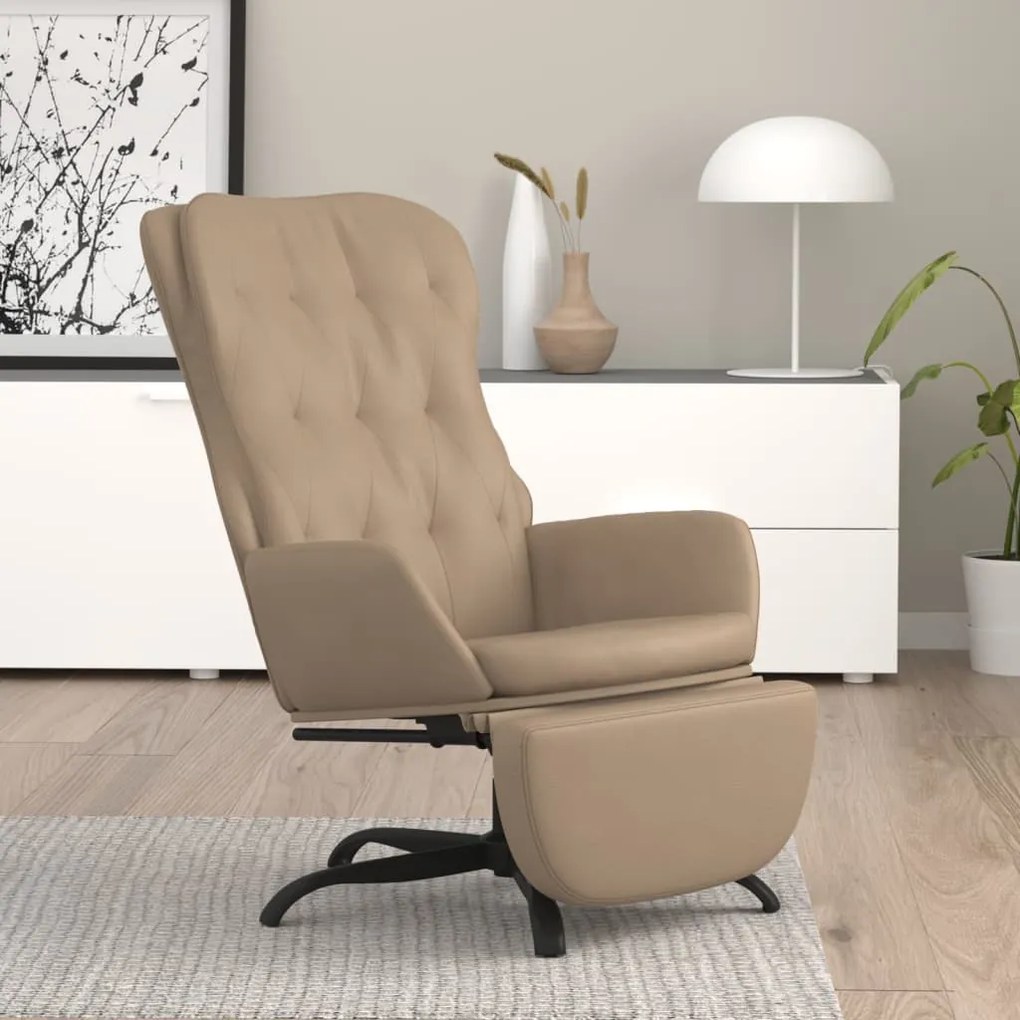 3097691 vidaXL Scaun de relaxare cu taburet, cappuccino, piele ecologică
