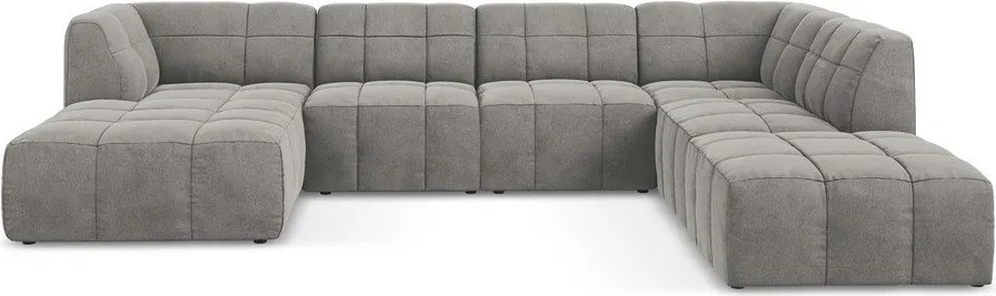 Colțar gri cu tapițerie din catifea (în formă de "U") Aloha – Makamii