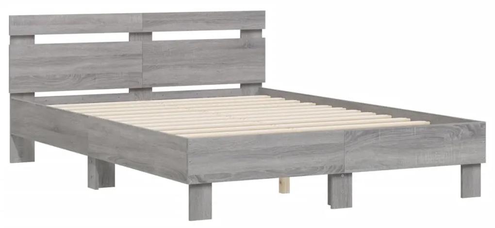 3207432 vidaXL Cadru de pat cu tăblie gri sonoma 120x200 cm lemn prelucrat