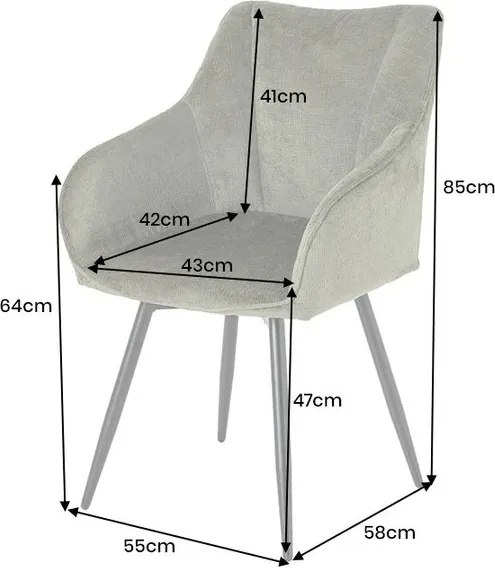 Set de 2 scaune pivotante, Metal Negru, Chenille Verde, AVIGNON A-46472 VC