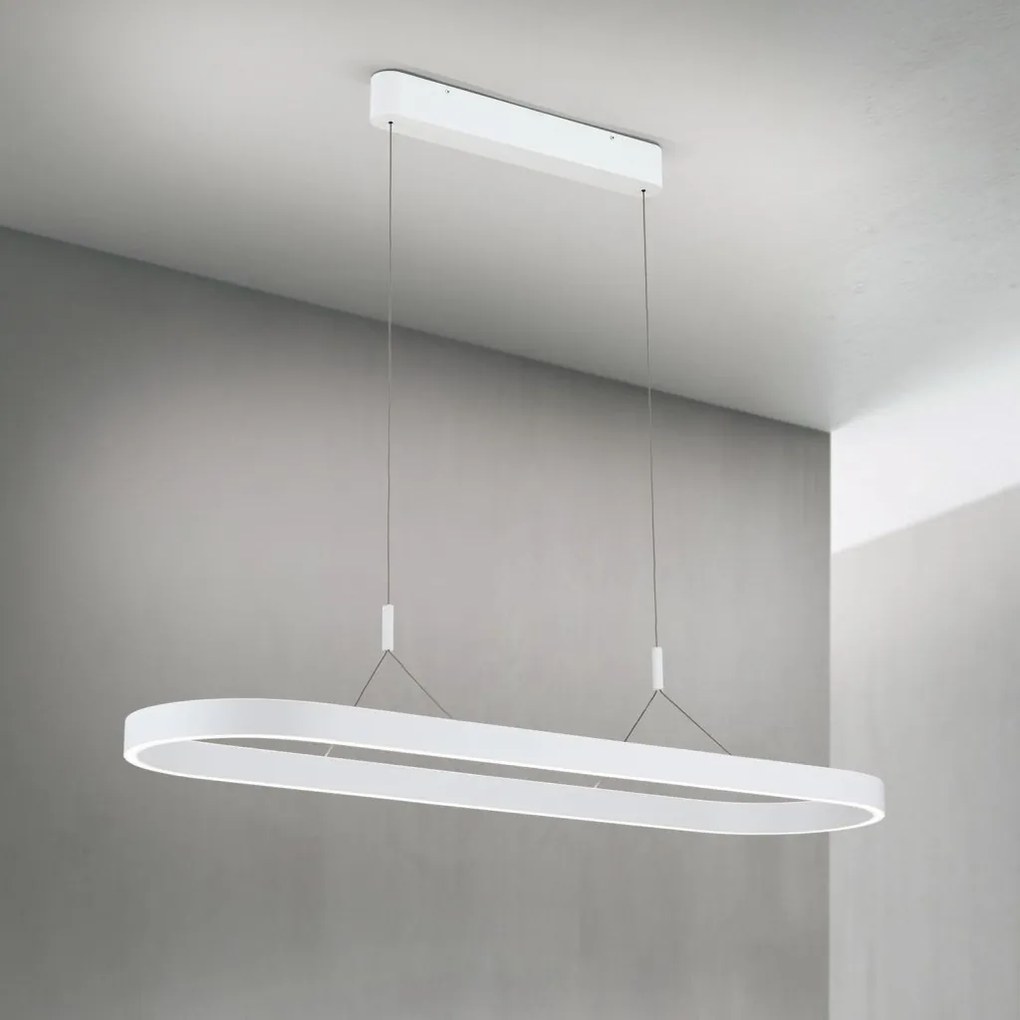 Lustra LED ovala iluminat sus si jos CARRARA alb