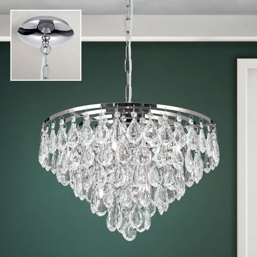Lustra suspendata cristal K9 design elegant CELESTE D-45 crom