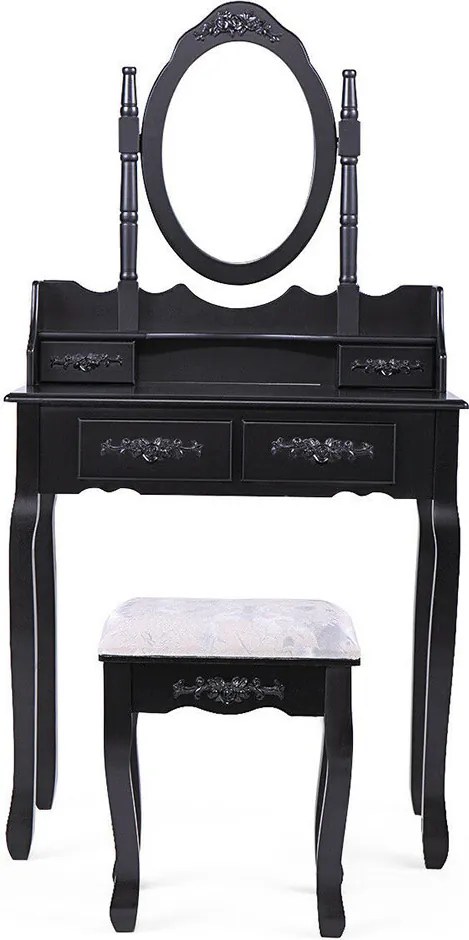 Masuta de toaleta Rome cu taburet-negru