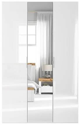 Dulap de haine Flex 22 (alb + alb lucios + gri) (cu oglindă). Promo -31%. 1098239
