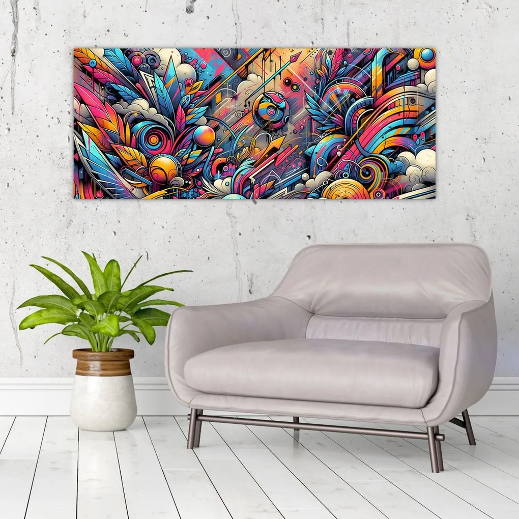 Tablou - Graffiti multicolor (120x50 cm)