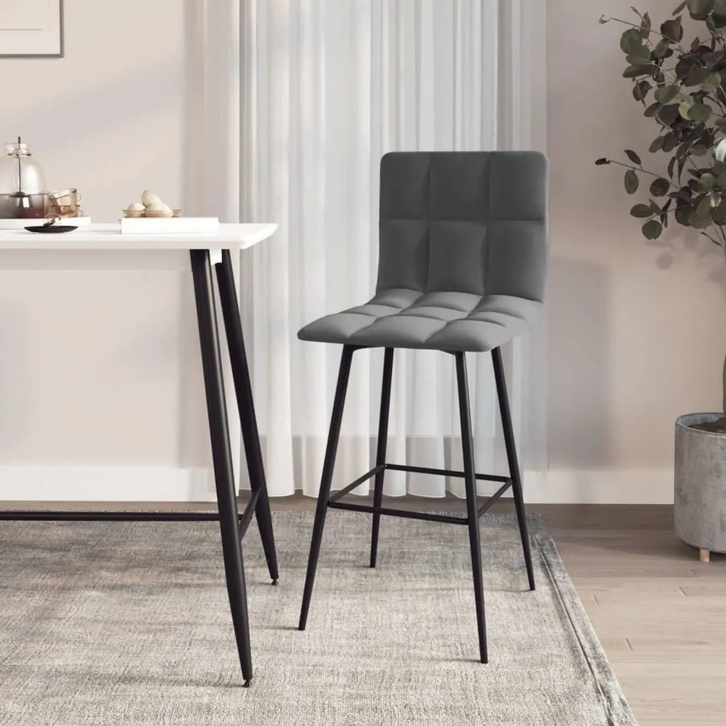 338635 vidaXL Scaun de bar, gri închis, catifea