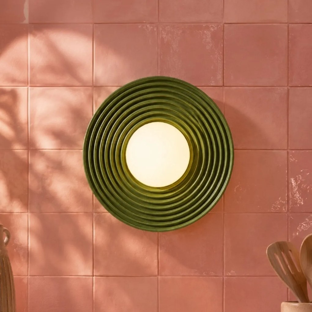 Plafonieră retro verde cu sticlă opal - Lila