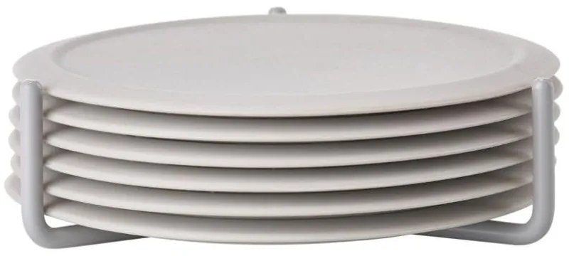 Set 6 suporturi cană cu stand Zone Singles, gri deschis