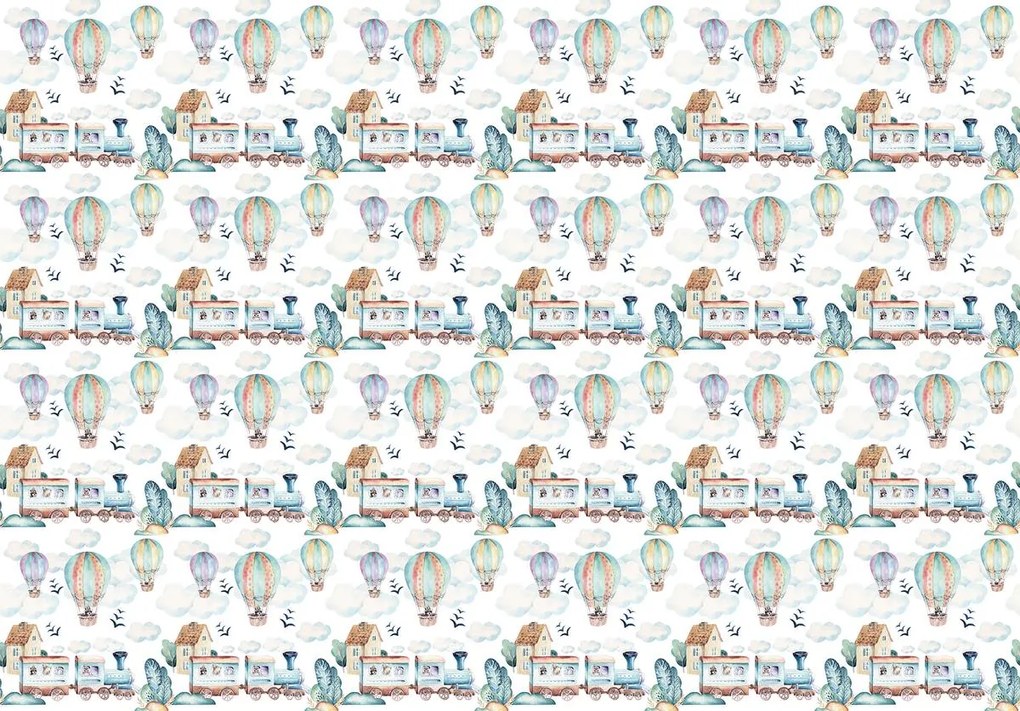 Fototapet - Choo -choo și baloane (152,5x104 cm)