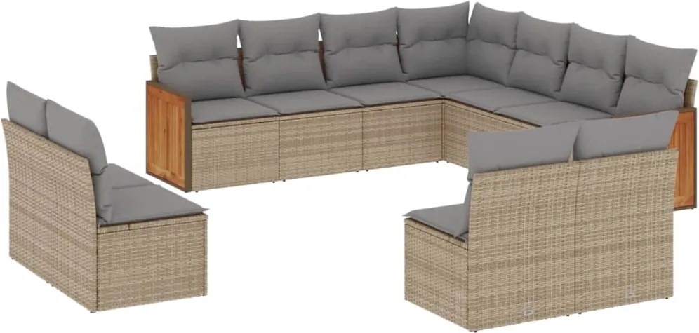 vidaXL Set canapele de grădină cu perne, 11 piese, bej, poliratan