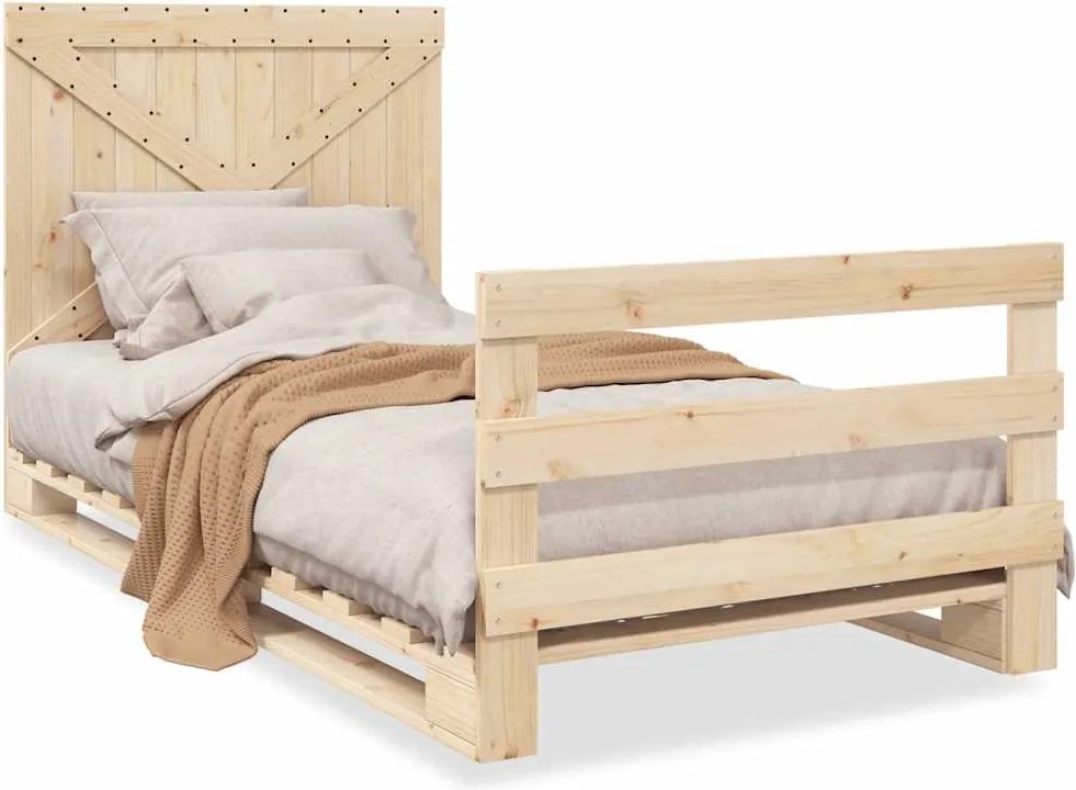 vidaXL Cadru de pat cu tăblie, 100x200 cm, lemn masiv de pin