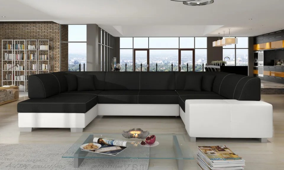 Canapea modulara cu spatiu pentru depozitare, 320x73x207 cm, Havana L02, Eltap (Culoare: Gri deschis texturat / Gri inchis piele)
