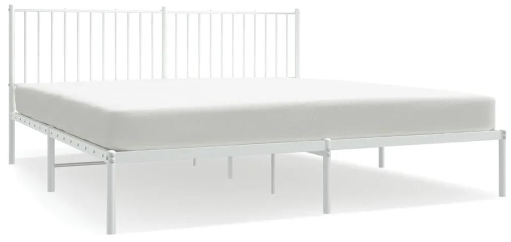 350936 vidaXL Cadru de pat metalic cu tăblie, alb, 183x213 cm