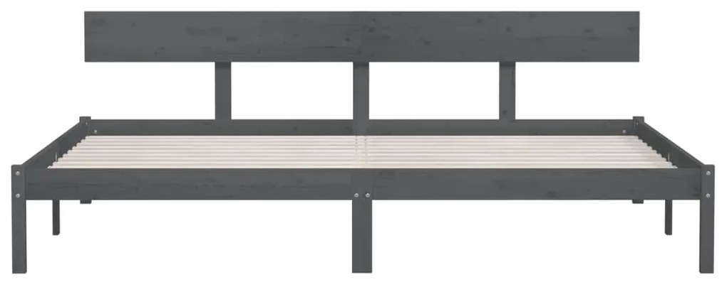Cadru de pat UK Super King, gri, 180x200 cm, lemn masiv pin Gri, 180 x 200 cm