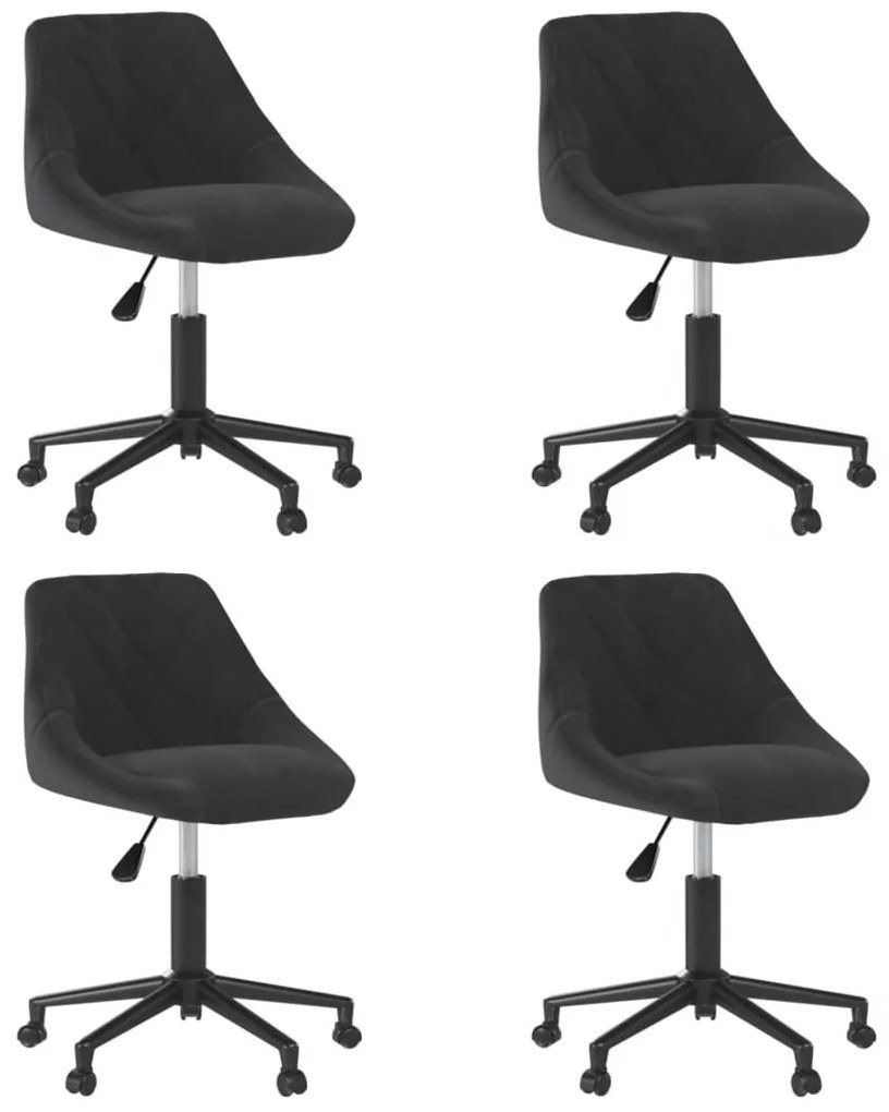 vidaXL Scaune de masă pivotante, 4 buc., negru, catifea