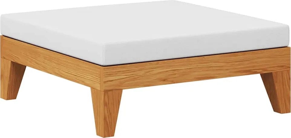 vidaXL Taburet modular, cu pernă alb crem, lemn masiv de acacia