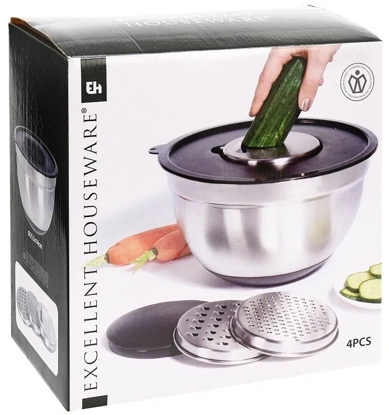 Castron din inox cu capac și răzătoare