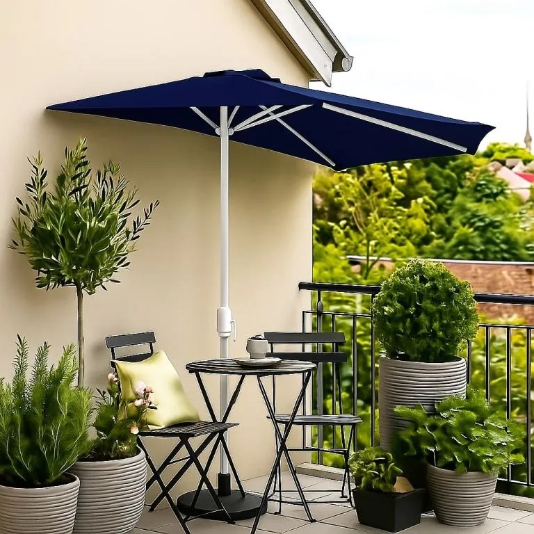 Umbrelă de grădină semicirculară-albastru închis-2,7m