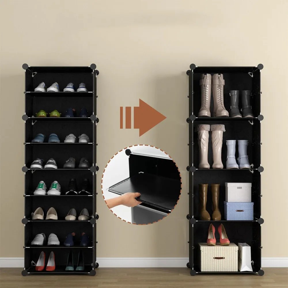 Suport pentru pantofi din plastic cu 12 compartimente și cârlige laterale