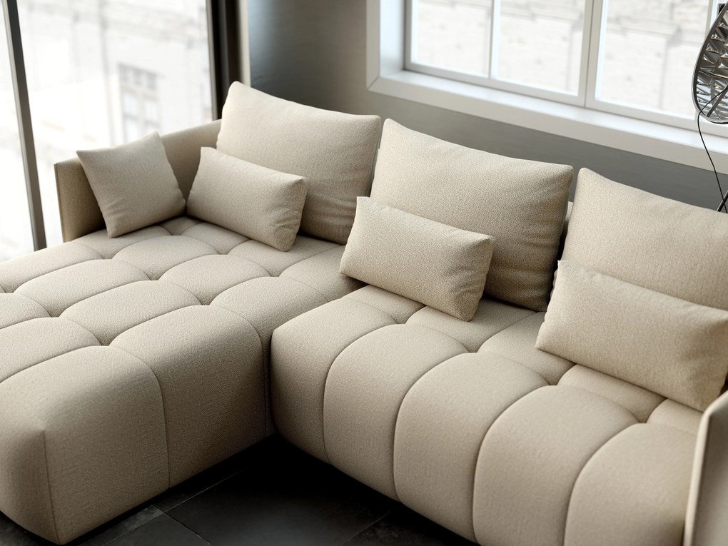 Colțar extensibil dumonde cu ladă de depozitare si sezut confortabil din spuma high-density, Malta Enjoy Camel 235x185 cm